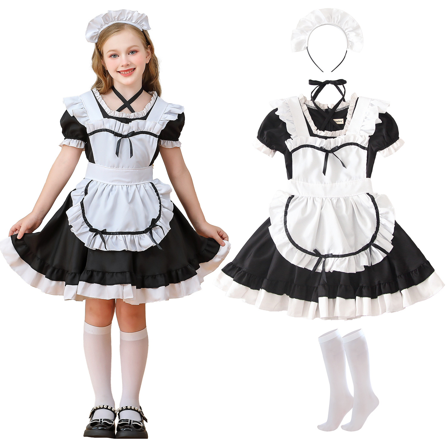 Anime Cosplay Simple - فستان تنكري للخادمة على طراز لوليتا