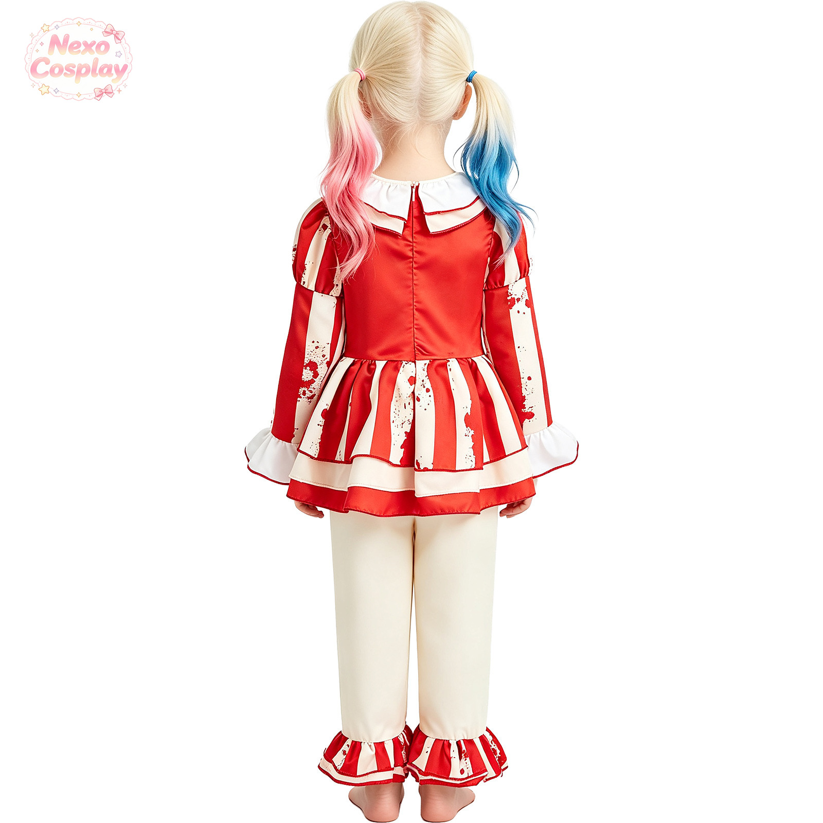 بدلة مهرج مرعب للأطفال بخطوط ح - مراجعة Anime Cosplay Red وسعره