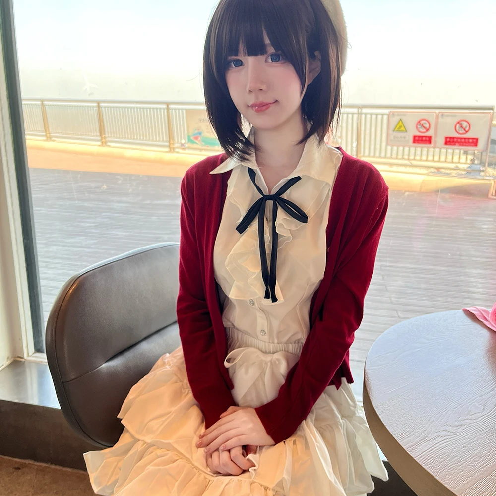 فتاة معطف أحمر قميص تنورة مجمو - مراجعة Anime Cosplay Red وسعره
